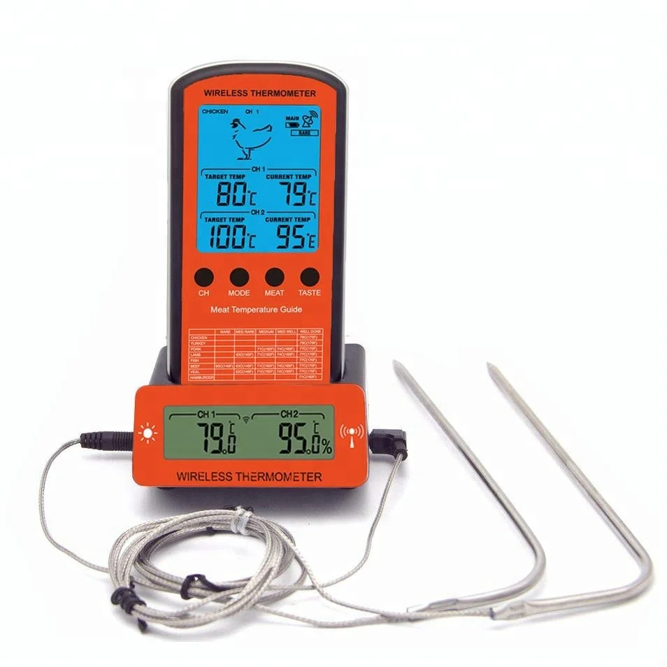 Hot Sell Wireless Digital Cooking Oven thermometer with Dual Probes For Meat, BBQ, Grill