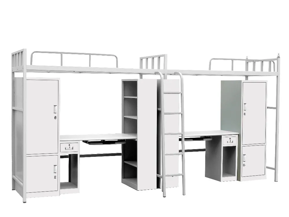 Nueva moda muebles de la escuela 2 Persona cama litera con armario y