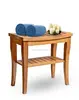Home Bamboo Shower Seat Bench Spa Bath Organizer Stool With Storage Shelf For Seating Perfect For Indoor Or Outd