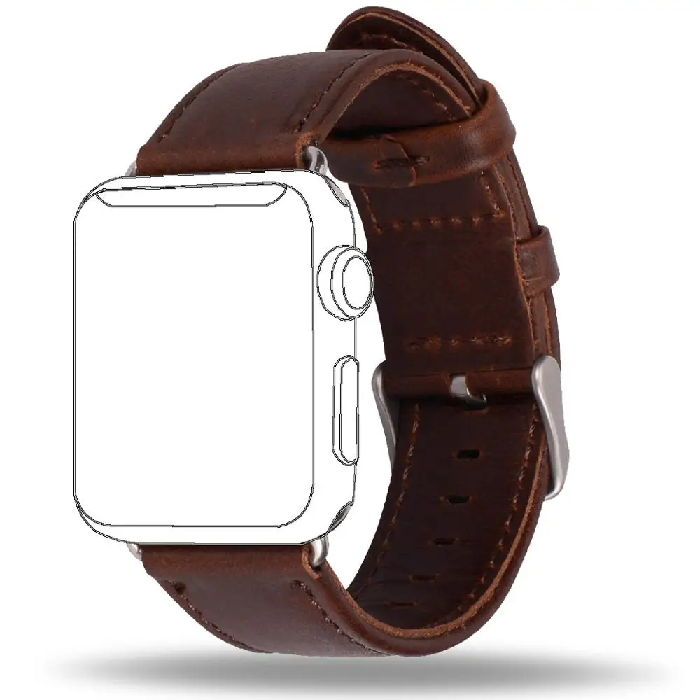 Apple Watch Genuine Leather Band Replacement Strap with Stainless Steel Clasp for Series 4/ 3/2/1 (38mm42mm Crazy Horse Leather), Dark brown;light brown
Apple Watch Genuine Leather Band Replacement Strap with Stainless Steel Clasp for Series 4/ 3/2/1 (38mm42mm Crazy Horse Leather), Dark brown;light brown