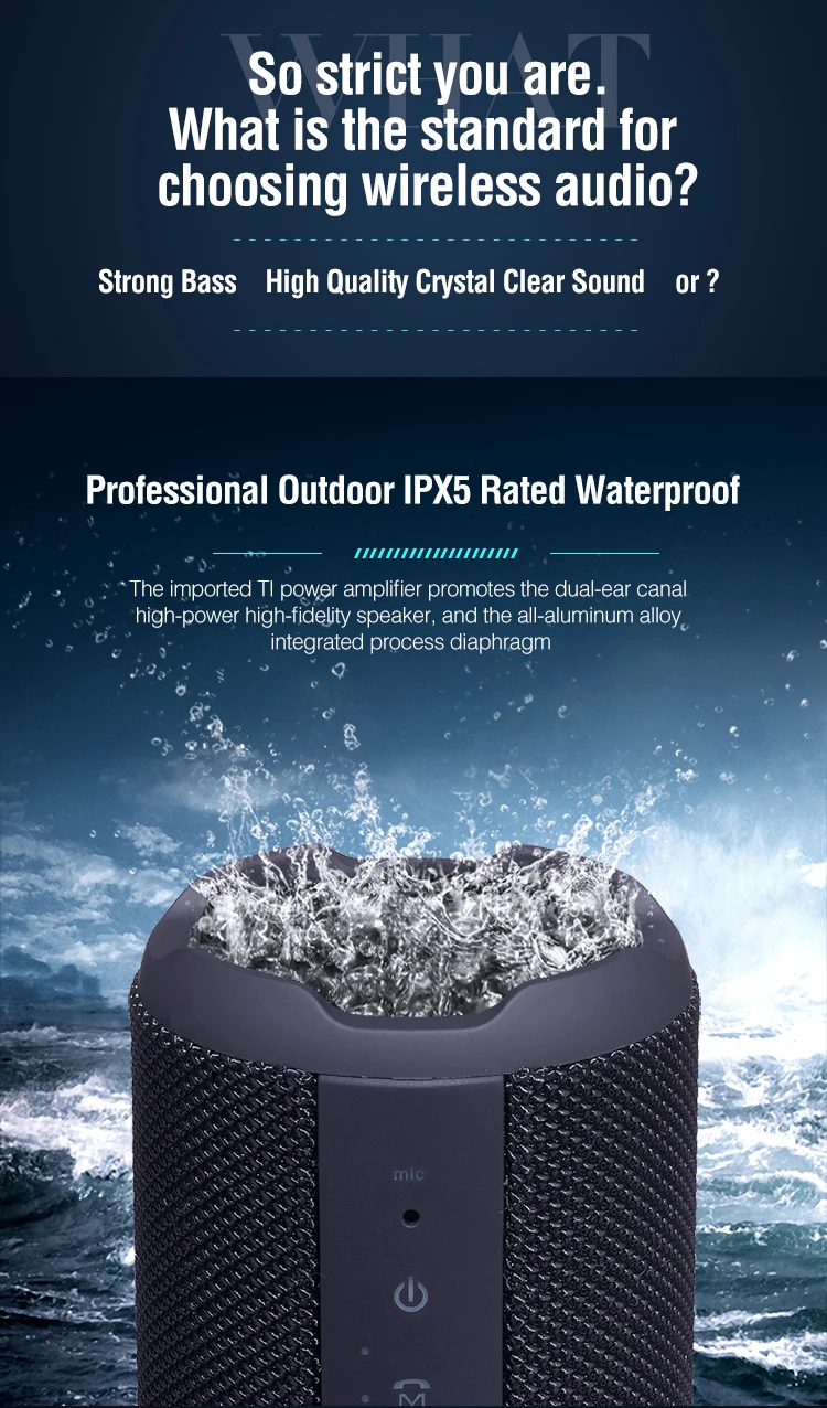 Newest Super Bass Desktop Ipx5 Sports Handsfree Portable Waterproof Outdoor Mini True Wireless Speaker - ANKUX.COM