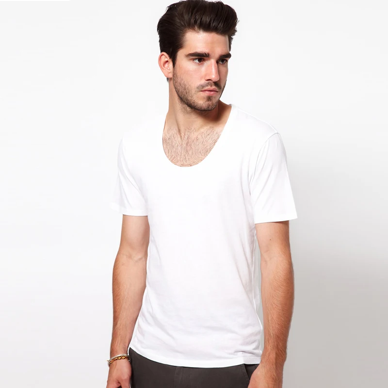 Unique u male solid color o-neck short-sleeve T-shirt men's clothing summer elastic cotton 100% basic shirt Sizes M -XXL