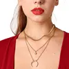 Wholesale Simple Design Alloy Multi Layered Half Moon Necklace for Women Jewelry