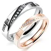 6 MM Fashion Stainless Steel Couples White Topaz Courage Wedding Engagement Rings