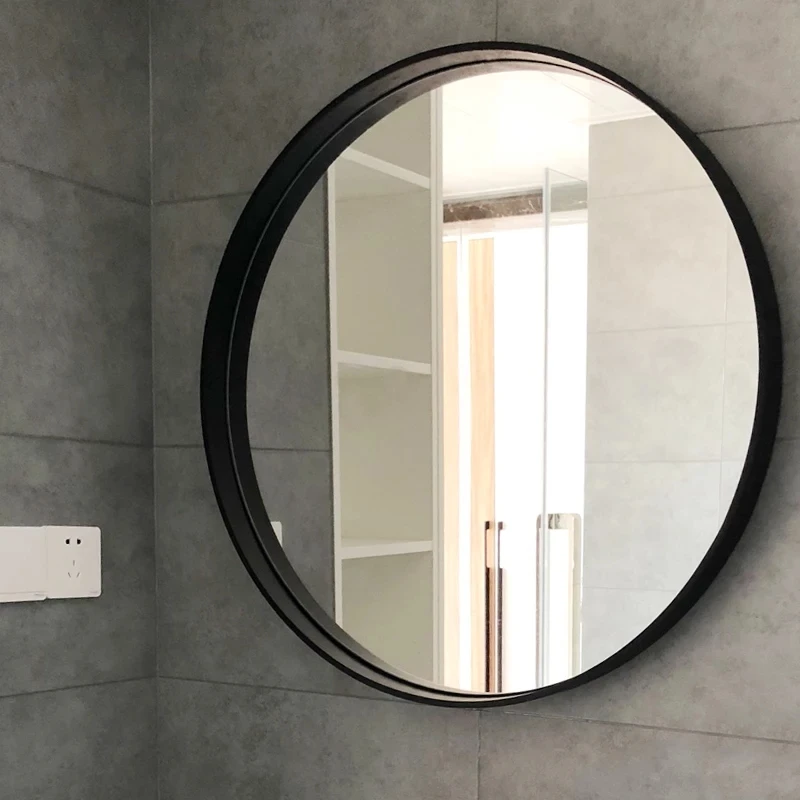Custom Modern Black Big Round Bathroom Mirror Salon