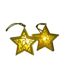 Wooden Christmas hanging decoration in star shape with LED Lights for home decoration