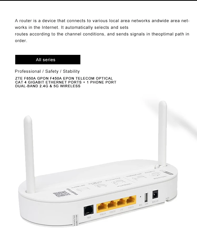 原装中兴 f650a gpon 1 ge onu 1 以太网 lan 端口英文安装固件和