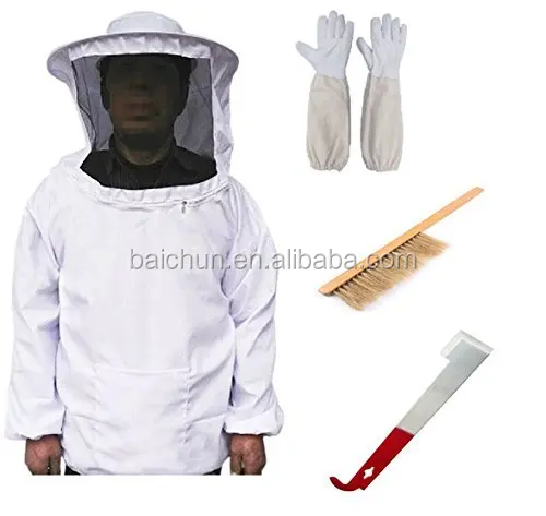 Abeja mantener traje chaqueta y guantes y de colmena de la abeja de cepillo y J gancho de la colmena de la herramienta