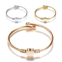 Fashion Women Customized Logo Stainless Steel Three Colors Adjustable Heart Charm Bracelet
Fashion Women Customized Logo Stainless Steel Three Colors Adjustable Heart Charm Bracelet