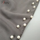 P-Healthy Fashion solid color chiffon scarf Accessories muslim white pearl hijab