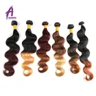 Ombre color Body Wave Brazilian Virgin Sew In Human Hair Weave, Alibaba Top Grade 9A Virgin Human Hair extension