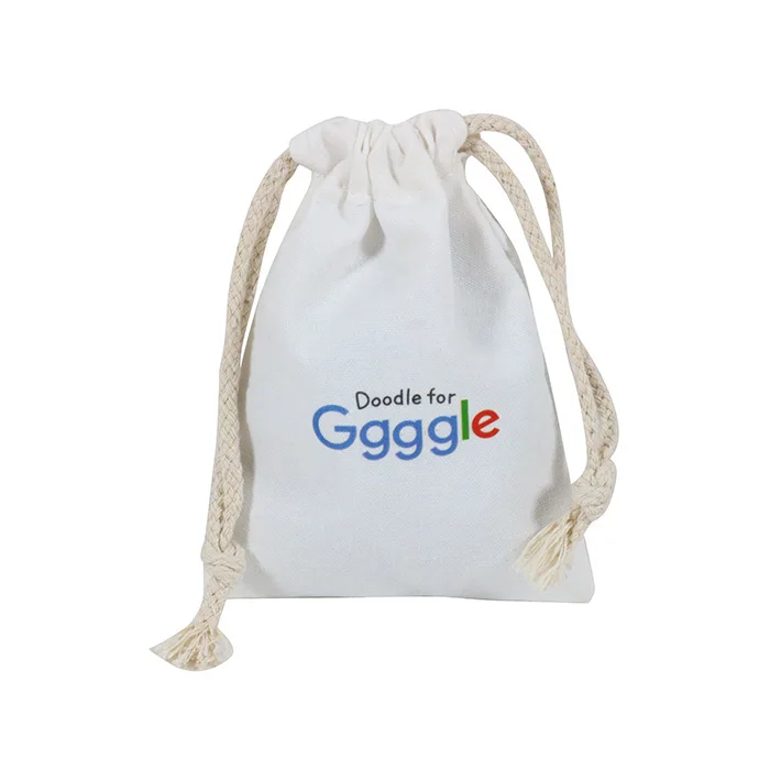 customized small cotton drawstring jewelry bag gift pouch