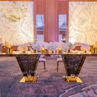 Design Dining Table Dining Table Luxury Design Gold Stainless Steel Base Center 12 Seats Glass Dining Table