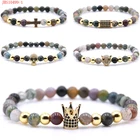 6mm Natural Stone Beads Bracelet For Men Women Cross Bracelet JBS10499