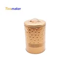 Custom design small round gold colored metal tins for candles