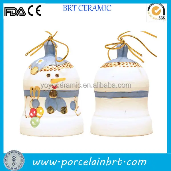 ceramic snowman bell ornament christmas gift bell