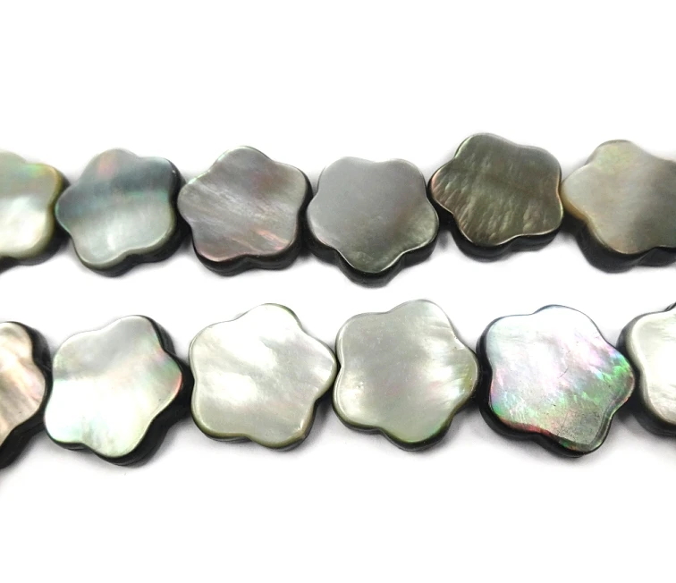 18mm 1Strand Approx. 15.5" Peacock Abalone Shell Loose Coin Beads Black Shell Bead Flower Shape Mother of Pearl Bead DIY Jewelry