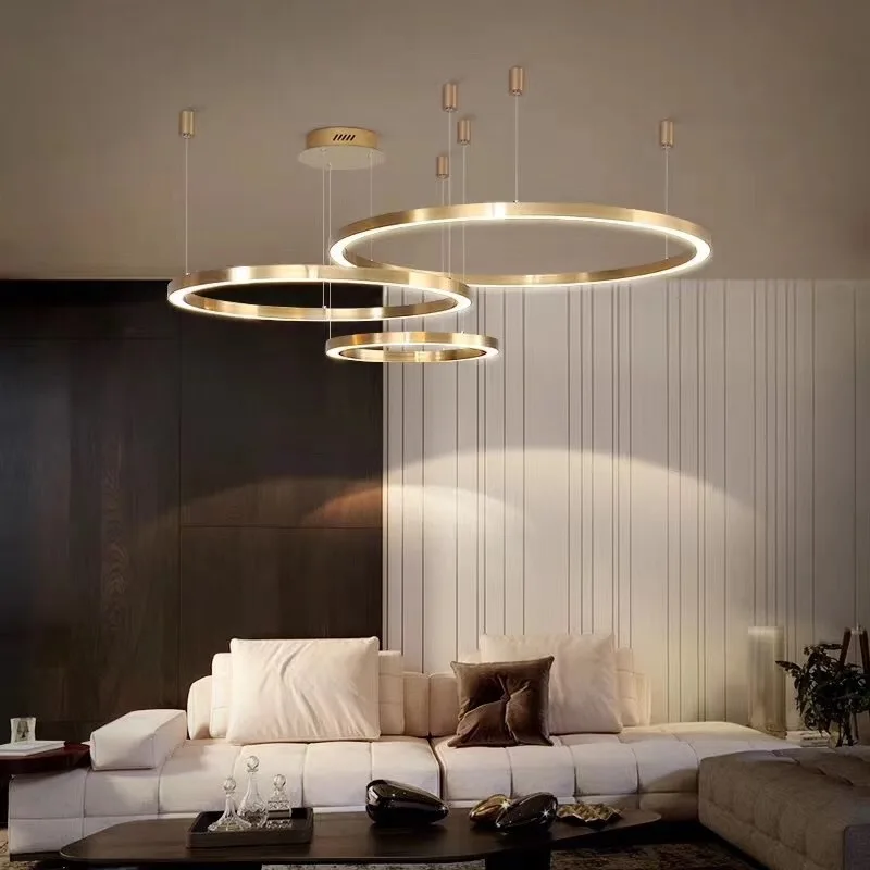 Stainless steel circular ring LED light manufactures chandelier led luxury modern pendant light