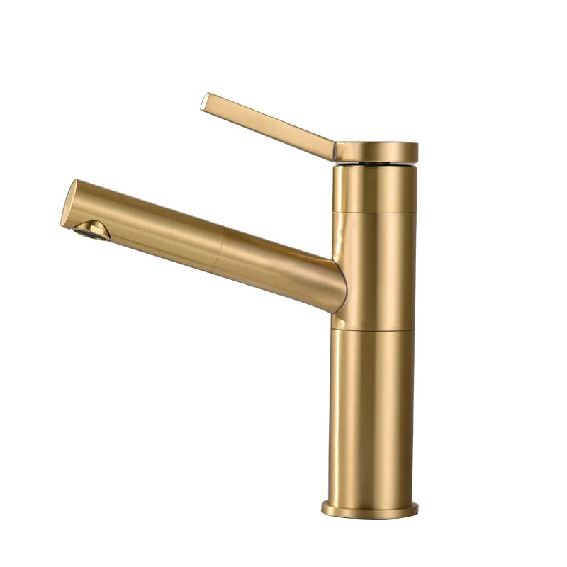 Wholesale Faucet Single Hole Brushed Golds Brass Pull Out Basin Mixer
