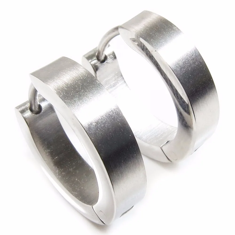 Women's Great Gift Punk Popular Jewelry Stainless Steel Silvery Exquisite Polished Hot Sale Hoop Earrings Size: Customized