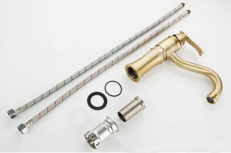 Brushed Gold Single Handle Bathroom Basin Faucet Mixer