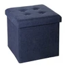 Home Bedroom Fabric Cover Folding Cube Square Ottoman Bench Furniture Large Linen Black tufted Living room Storage Ottoman Stool