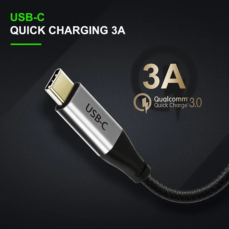 CABLETIME USB C 3.0 Type c Nylon Mobile Phone Cable 3.0A 5Gbps Fast Charging For Huawei Samsung Xiaomi One Plus,1m 3ft - ANKUX.COM