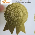 China High Quality Custom Adhesive Gold Foil embossed Stickers Business round logo Labels