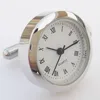 Functional quartz clock cufflinks circle shape mini watch cuff links stainless steel T-bar cufflink watches cufflinks clock