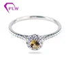 New finished 4mm center yellow sapphire stone 18k white gold halo ring with moissanite stones paved on shank