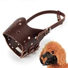 Factory Pet Supply Durable Adjustable Anti Bitting PU Leather Dog Muzzle 5 Sizes 2 Colors