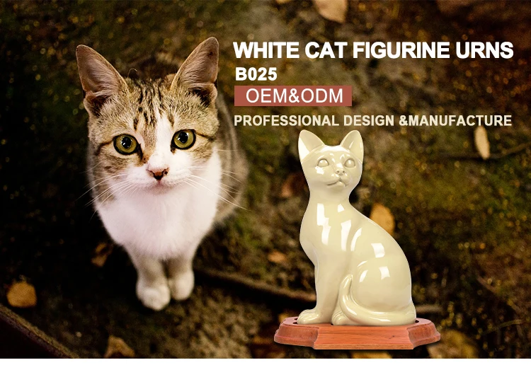 white cat figurine urns garden urn stand
