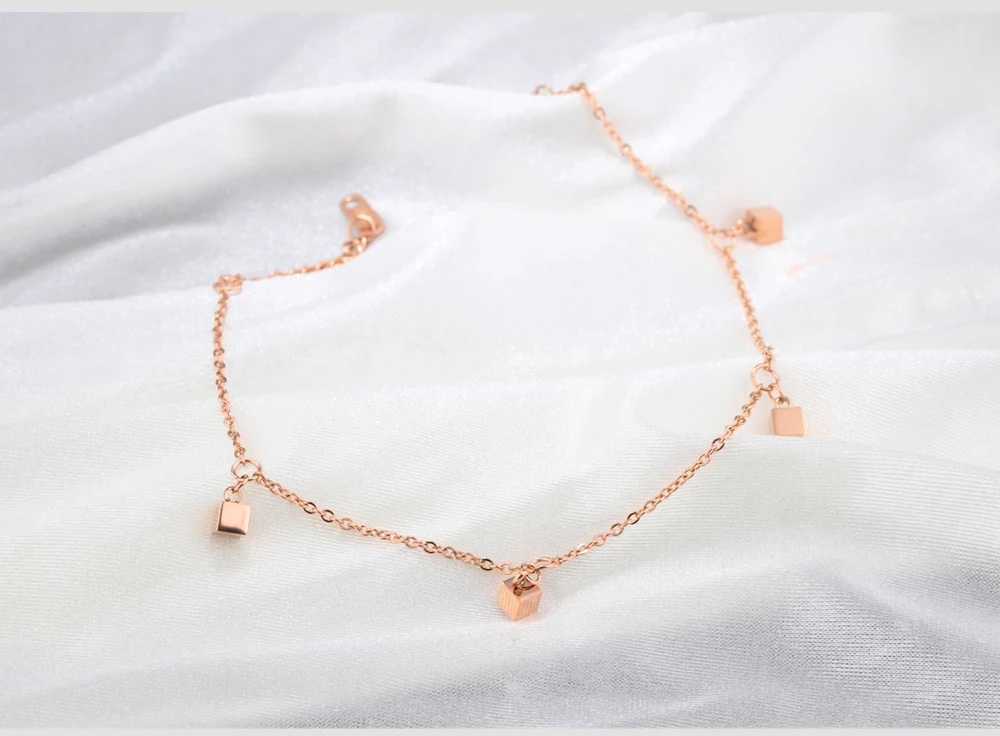  Wholesale Summer Anklet Body Chain Jewelry 18K Rose Gold Plated Stainless Steel Foot Chain Anklet Jewelry 