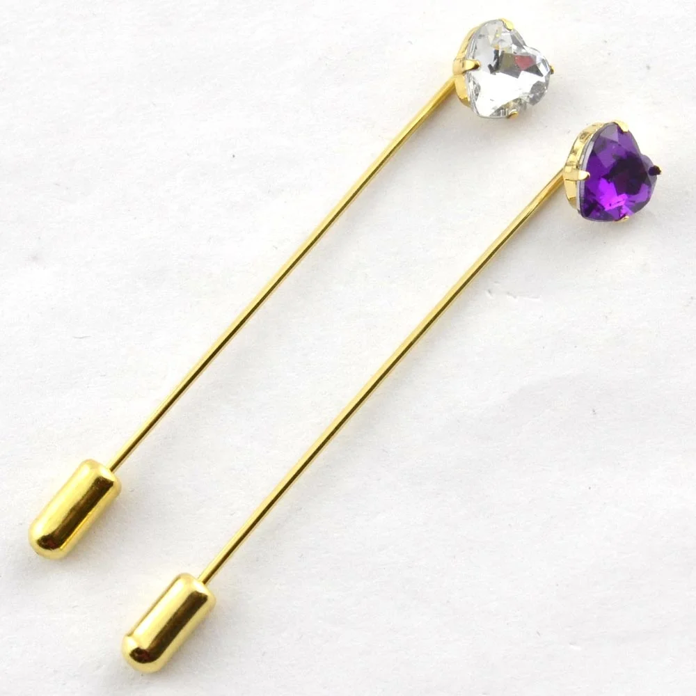 Metal Decorative Flower Needle Long Lapel Pin Badge Set Custom Enamel Men'S Shirt Collar Hijab Brooch Pins