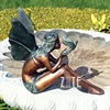 Life size bronze winged girl angel fairy sculpture with bird statue