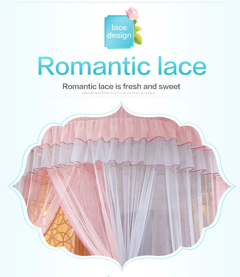 Wholeasle home hanging long lasting ceiling soft cool silk double bed princess mosquito net