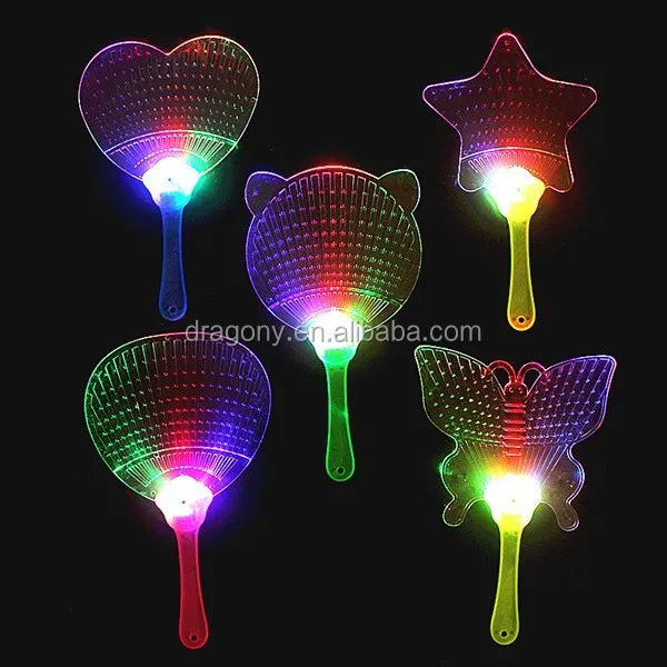 wholesale colorful flashing light plastic hand led fan.jpg