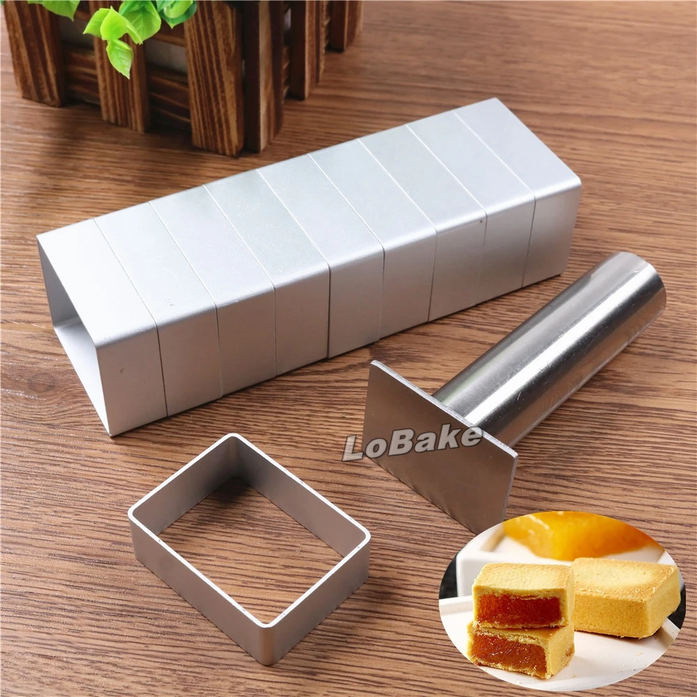 2021 Rectangle Shape Aluminium Pineapple Cake Mold Stainless Steel Pressing Stamp Mooncake Mould