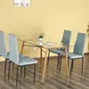 Home cheap dining room furniture modern design glass dining table and PU leather chairs sets