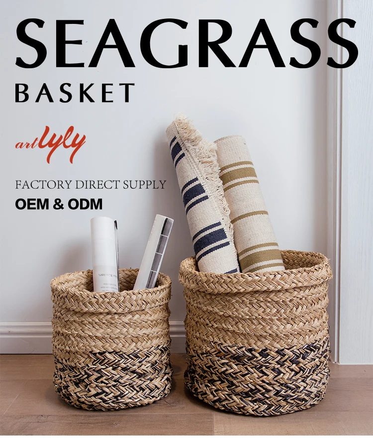 beach straw gift hamper sea grass storage basket for kids