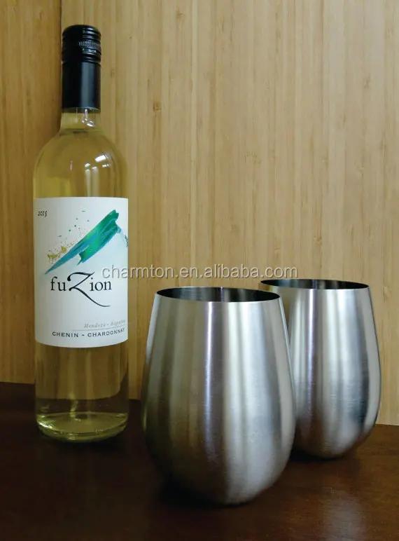 18 oz stainless steel personalized stemless wine glass