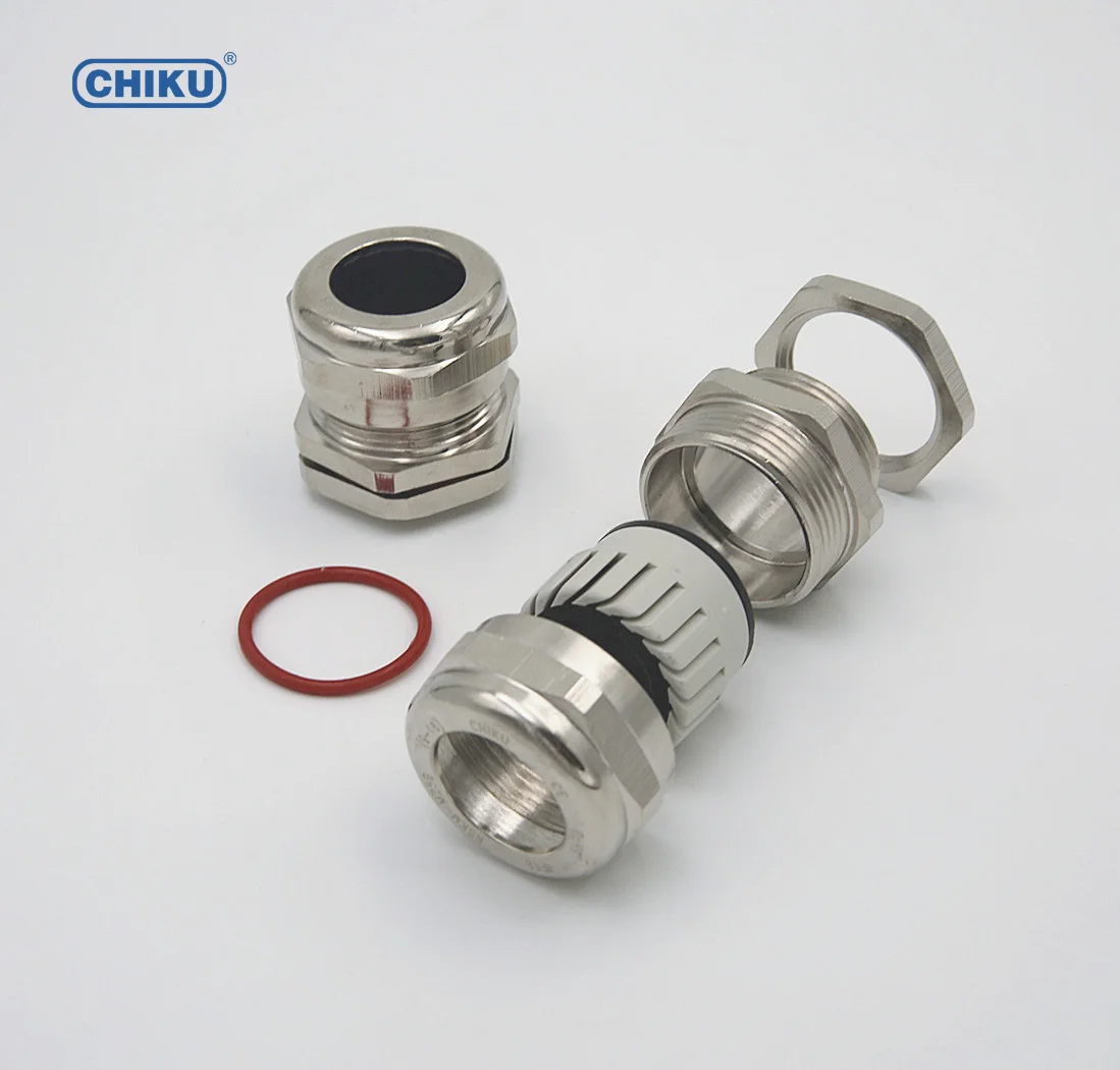 Ip68 M50 Waterproof Brass Nickel Plated Metal Cable Gland Wire