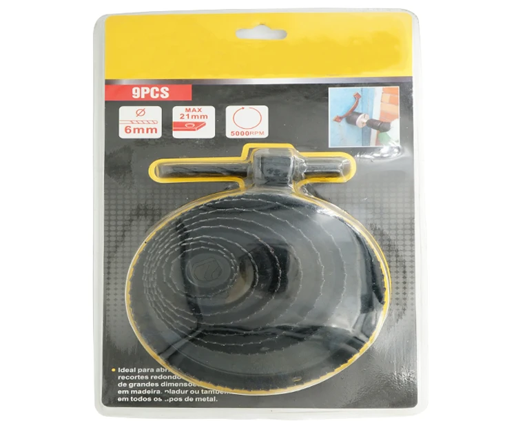 9Pcs Carbon Steel Wood Hole Saw Kit Set in PVC Double Blister for Wood Drywall Plastic Cutting