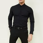 high quality wholesale customized color mens solid color muscle fit long sleeve dress shirts