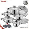 swiss line stainless steel 16pcs cookware sets/ induction hot pots cooking pot sets