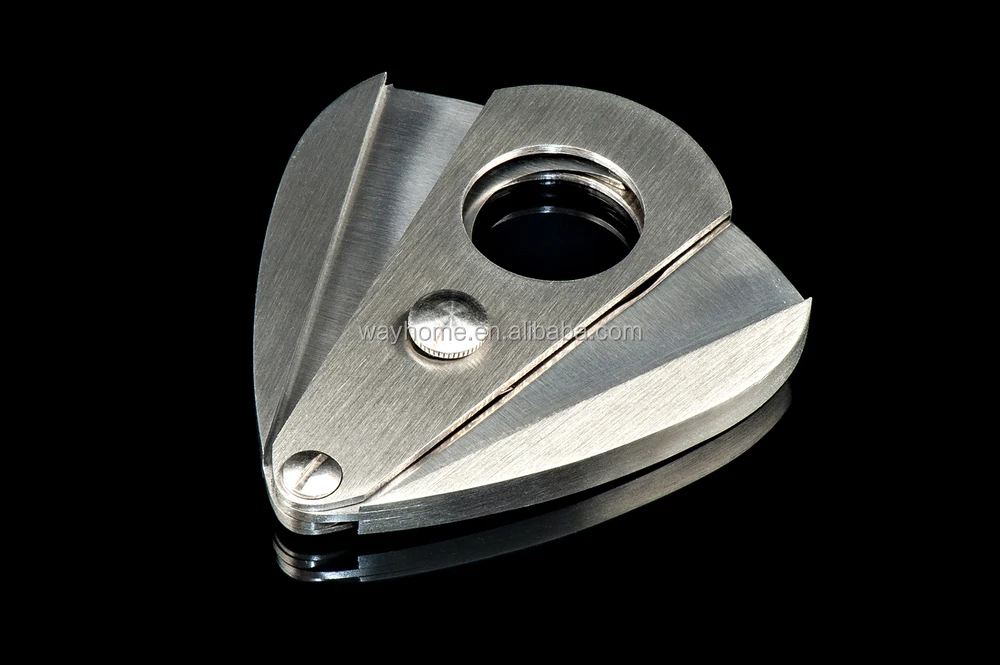 stainless steel metal cigar cutter with front lock cm-032