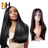 Middle Part Lace Front Human Hair Wig For Black Women, Wholesale Cheap Silky Straight Middle Part Silk Top Lace Front Wig