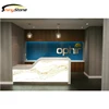 White back-lighting design acrylic solid surface reception desk with marble pattern