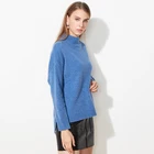 7 GG Mock neck blue ladies fashion woven woolen sweater top