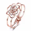 18K Rose Gold Plated Crystal Rhinestone Rose Flower Bridal Bracelet Bangle